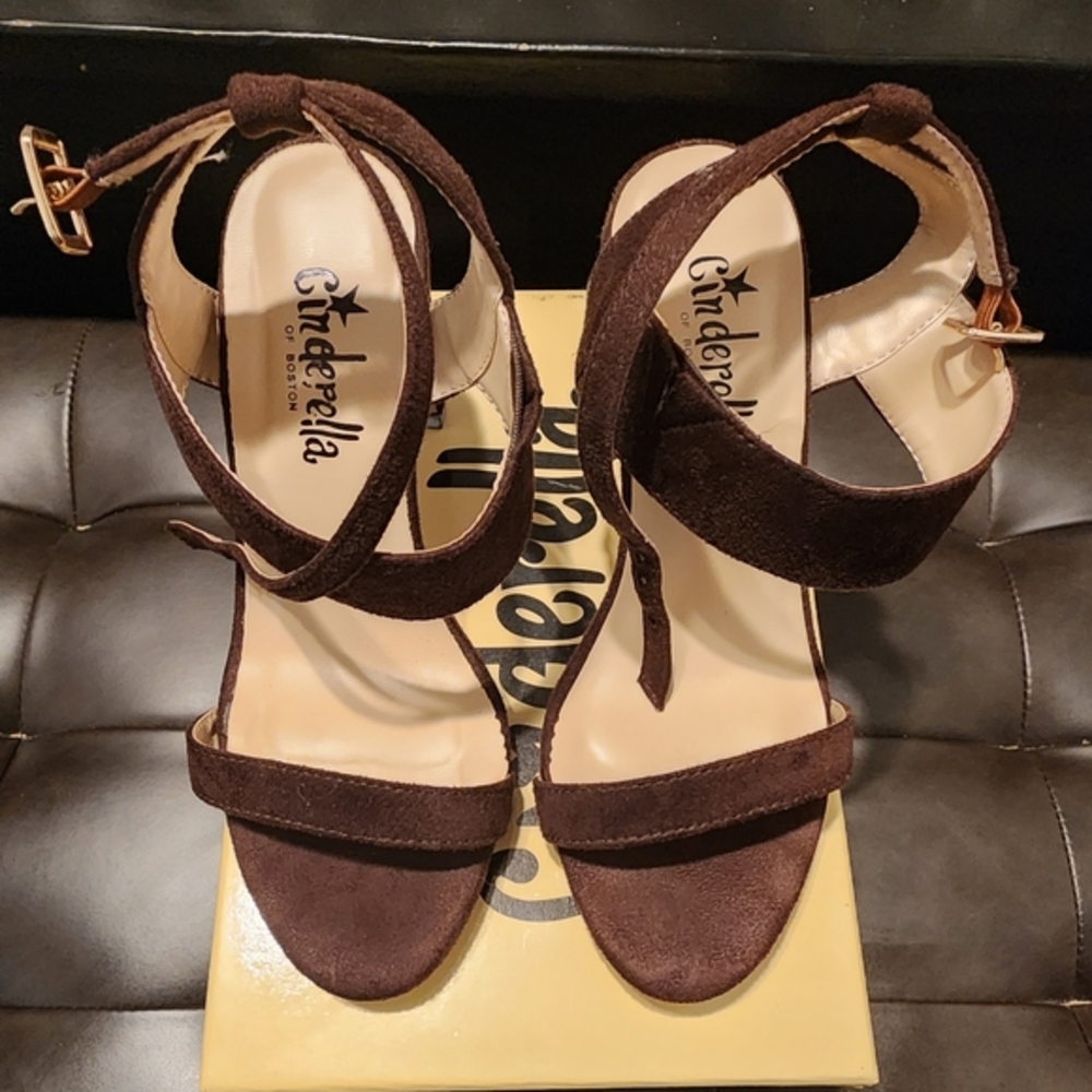 Suede strappy heels